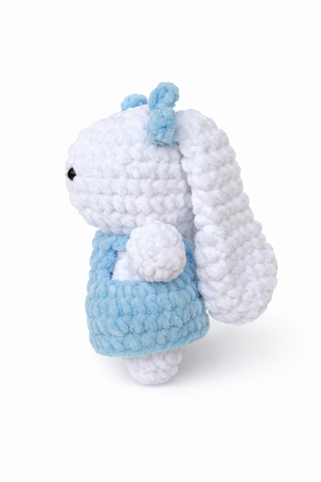 Virkad Kanin i Blå Klänning (21 cm lång)